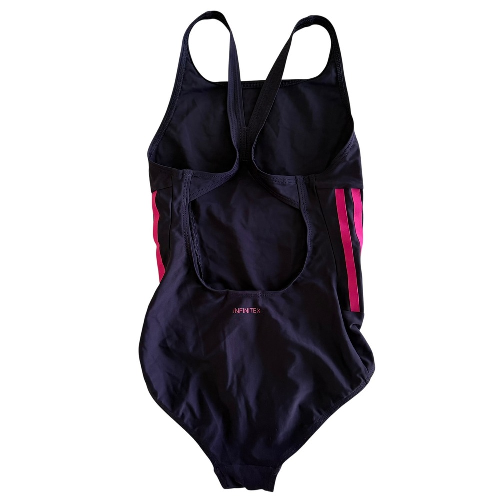 ADIDAS Essence Navy Core 3-Stripes Girls One Piece Swimsuit, 9/10 - Picture 2 of 7